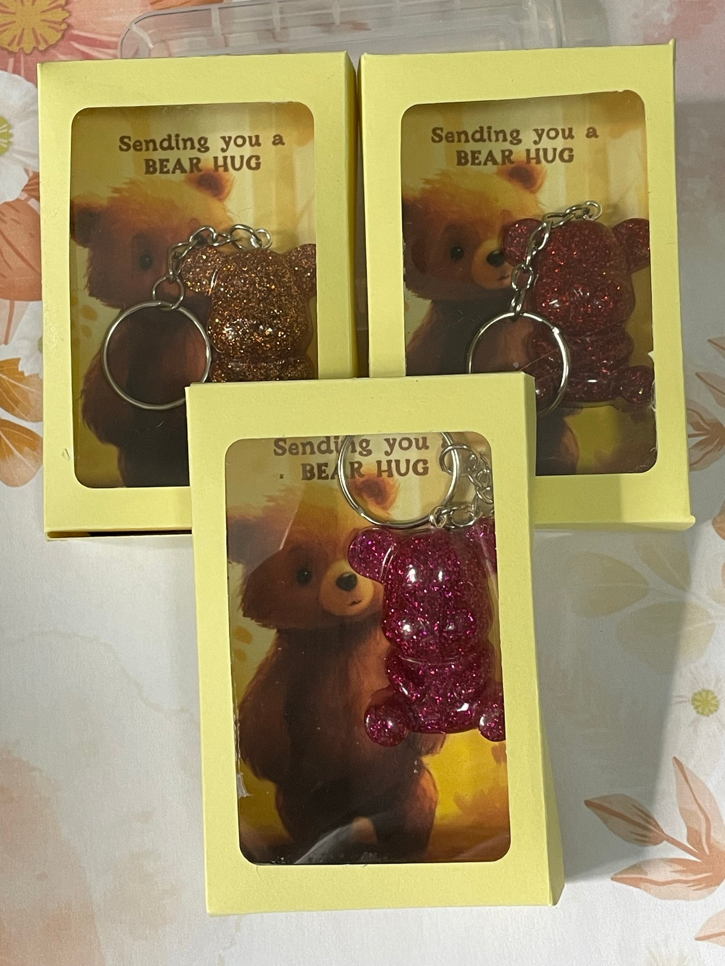 Handmade Resin Bear Hug keyring