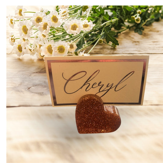 Resin heart shaped name holder