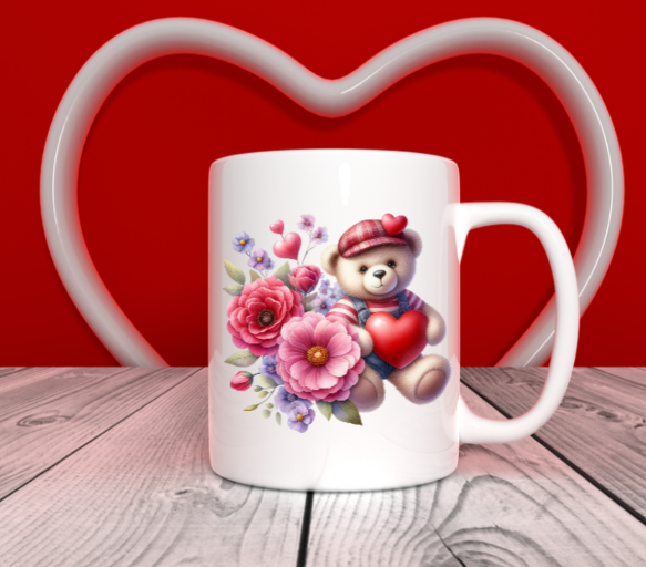 Valentine mugs ( hearts and flowers)