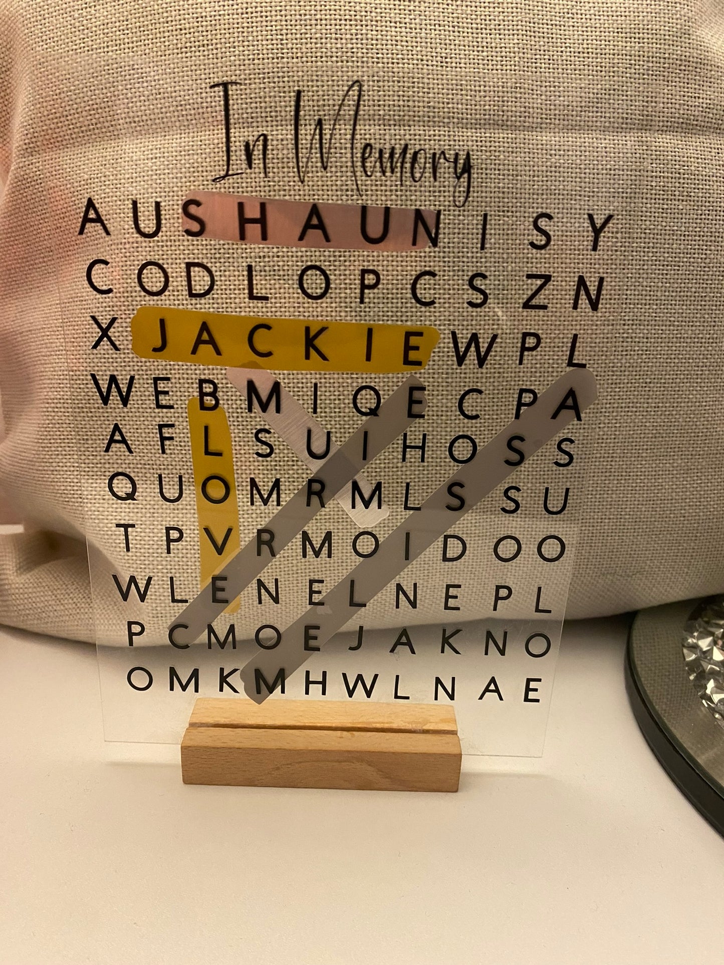 Memorial Personalised acrylic wordsearch