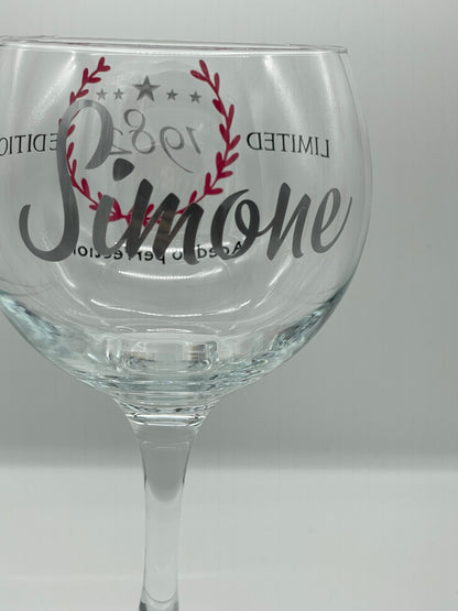 Personalised wine or gin glass